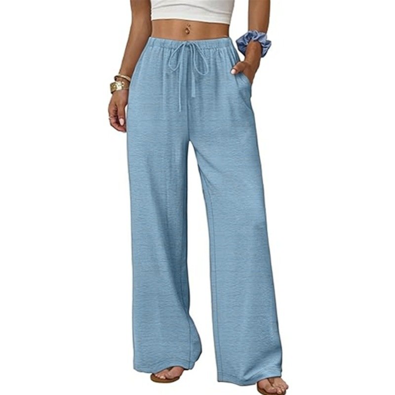 Fashionable Casual Solid-Color Versatile Womens Pants With Elastic Waist