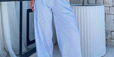 Fashion Y2K Striped Straight Trousers Summer Elastic High Waist Wide Leg Pants For Women