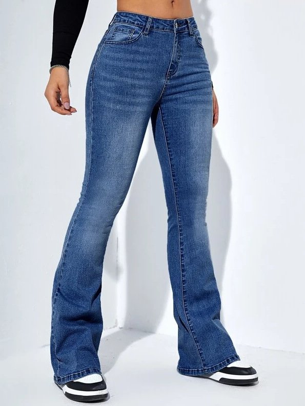 Women's Slim-fit Jeans Pants With Flared Design Fashion Casual High Waist Stretch Trousers - Image 4