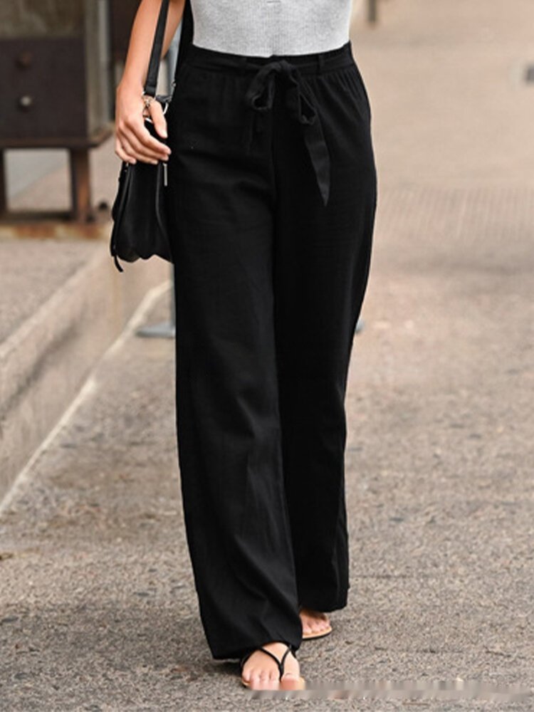 Women's Cotton And Linen Casual Solid Color Pants - Image 8