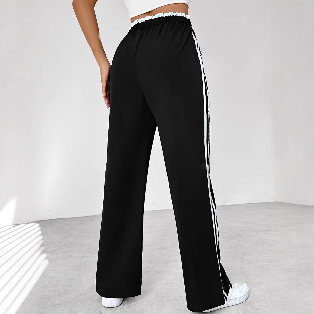 European And American Black Sports Straight Pants Leisure Commute - Image 4