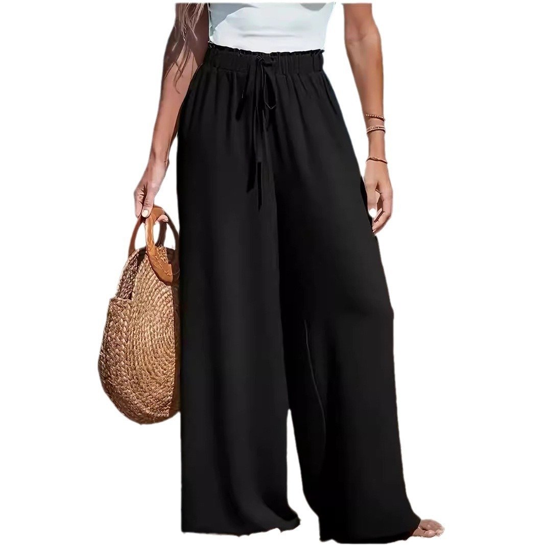 Women's Fashion Fake Drawstring Loose Casual Wide-leg Trousers - Image 3