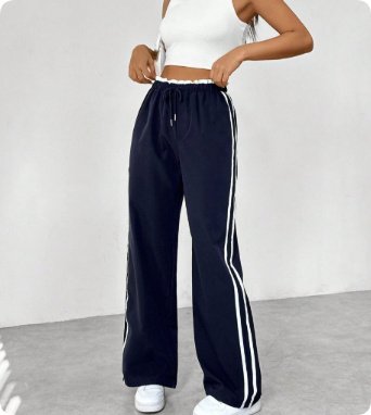 European And American Black Sports Straight Pants Leisure Commute - Image 9