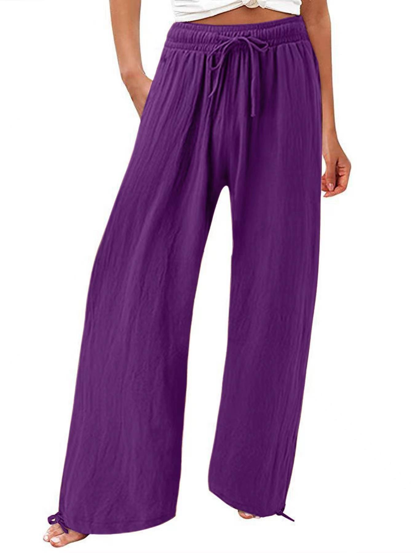 Women's Cotton And Linen Wide-leg Beach Pants Casual Pants - Image 3