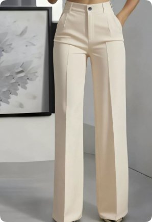 Women's White Minimalist Pants Made Of Polyester - Image 10