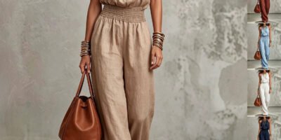 Womens Sleeveless Jumpsuit Backless Lace-up Halter Overall Pants Wide-leg Straight Onesie Trousers