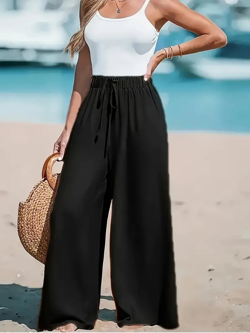 Women's Fashion Fake Drawstring Loose Casual Wide-leg Trousers - Image 4