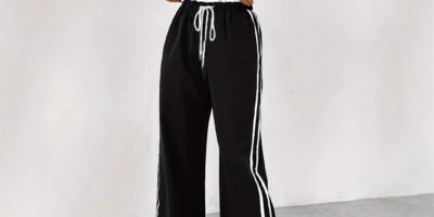 European And American Black Sports Straight Pants Leisure Commute