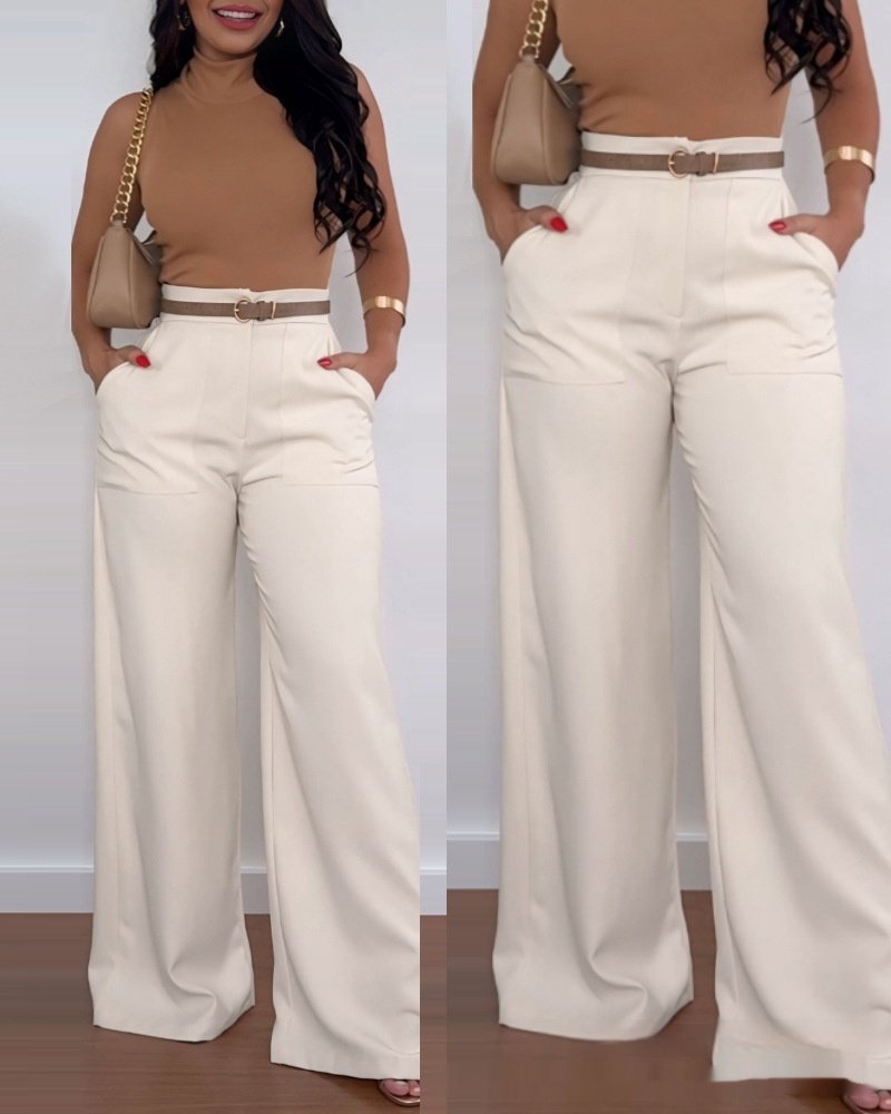 Solid Color BASIC Versatile Casual Flared Pants - Image 4