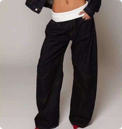 Loose-fitting Straight-leg Jeans With Pockets Fashion Casual Trousers Street-style Pants Women's Clothing - Image 3
