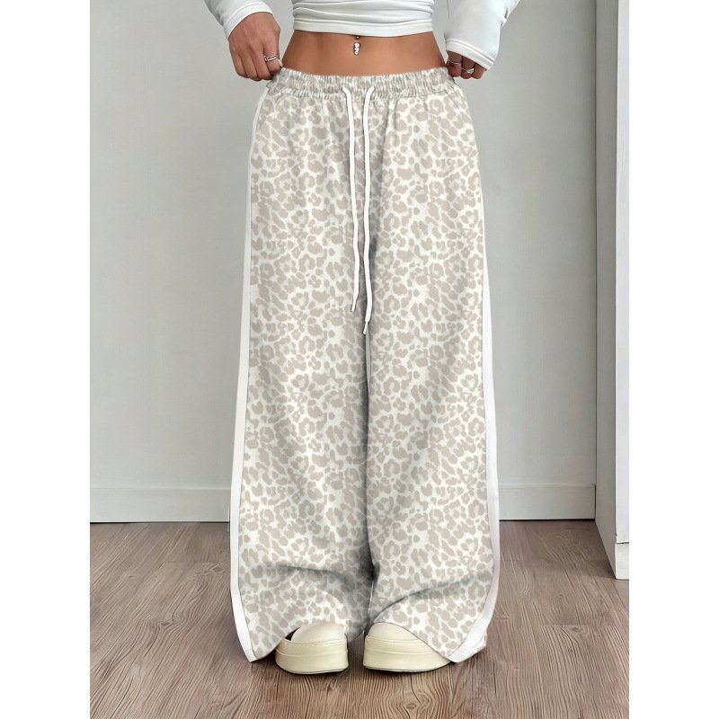 Stylish Leopard-print Patchwork Wide-leg Pants With A Relaxed Flowy Fit - Image 4