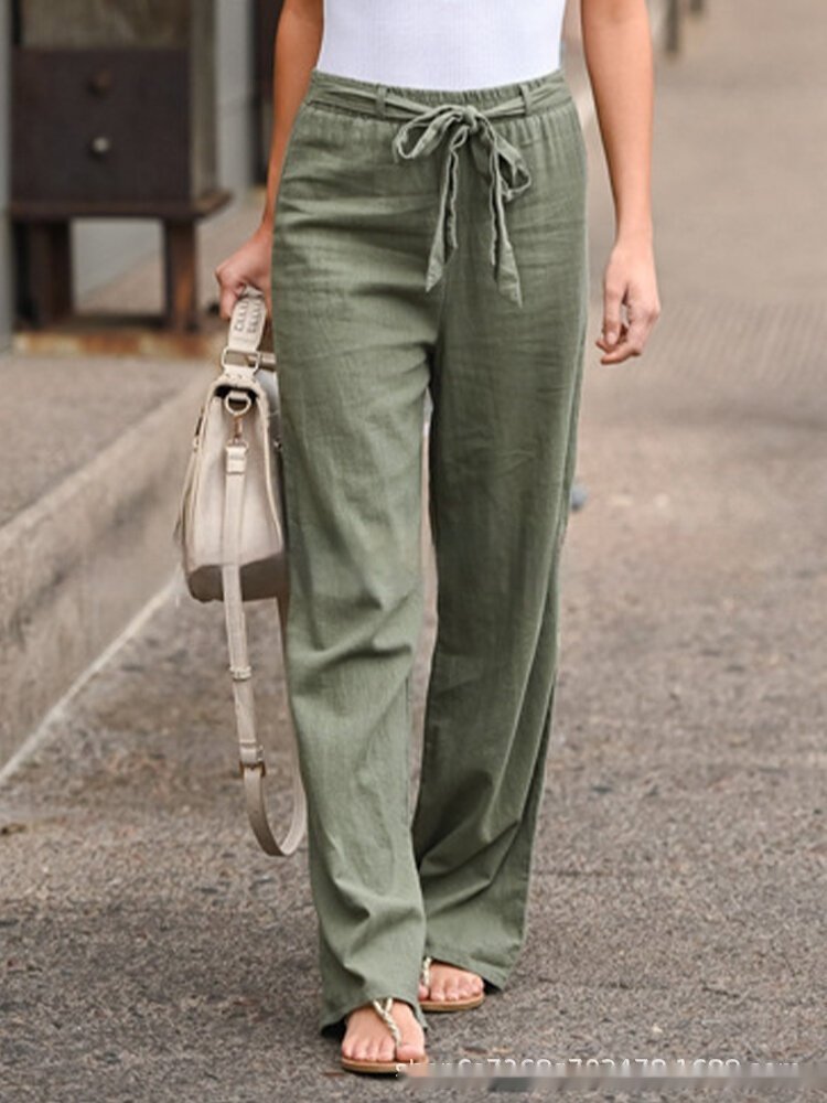 Women's Cotton And Linen Casual Solid Color Pants - Image 7