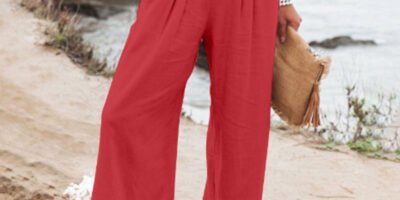 Women's Pants Casual Wide Leg Cotton Linen Loose Trousers