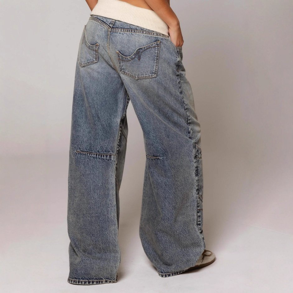 Loose-fitting Straight-leg Jeans With Pockets Fashion Casual Trousers Street-style Pants Women's Clothing - Image 5