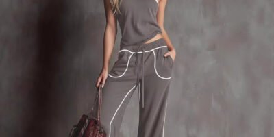 Womens Straight-Leg Wide-Leg Pants Off-Shoulder Chic Top Two-Piece Set
