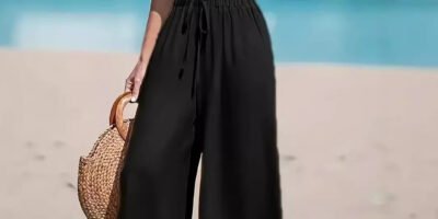 Women's Fashion Fake Drawstring Loose Casual Wide-leg Trousers