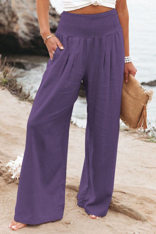 Women's Pants Casual Wide Leg Cotton Linen Loose Trousers - Image 8