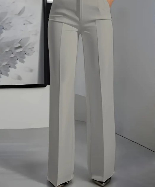 Women's White Minimalist Pants Made Of Polyester - Image 5