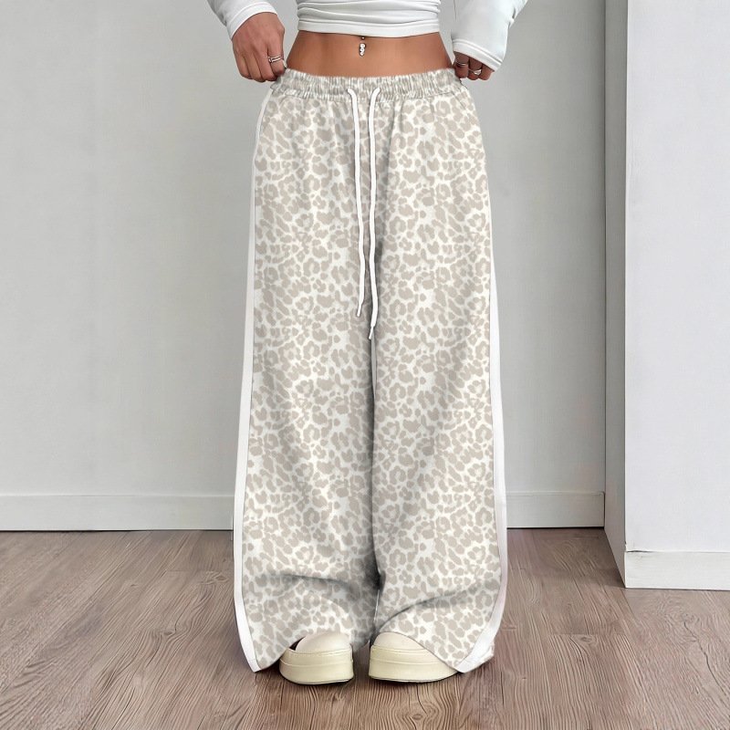 Stylish Leopard-print Patchwork Wide-leg Pants With A Relaxed Flowy Fit - Image 7