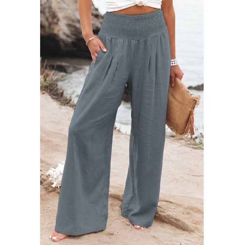 Women's Pants Casual Wide Leg Cotton Linen Loose Trousers - Image 5