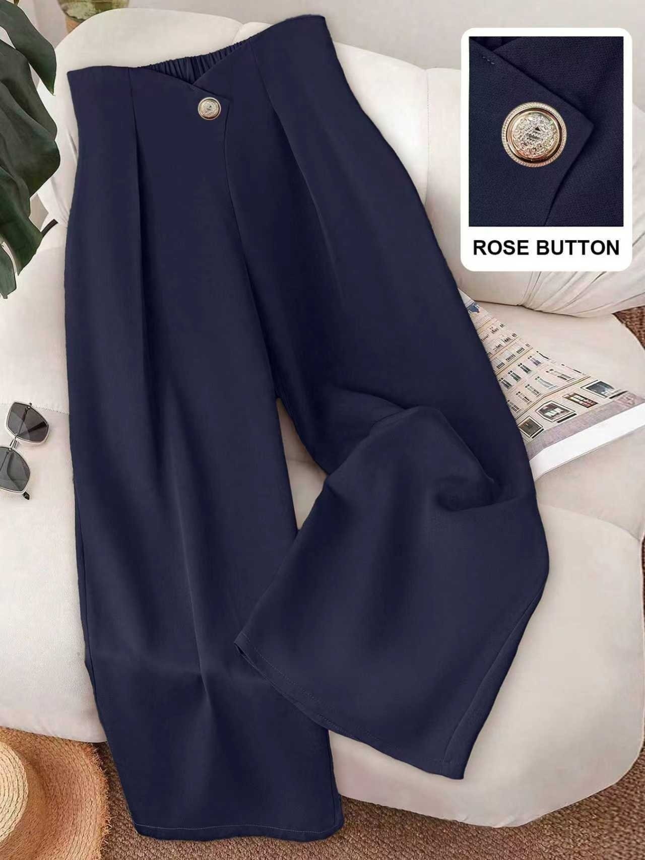Large-button Commuter All-match Casual Wide-leg Pants For Women - Image 6