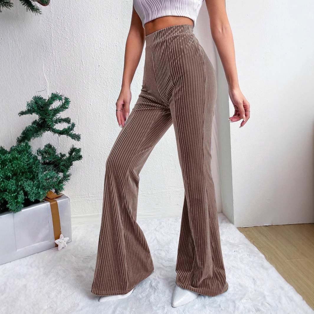 High Waist Lamp Wick Corduroy Bell-bottom Pants Wide Leg Women - Image 4