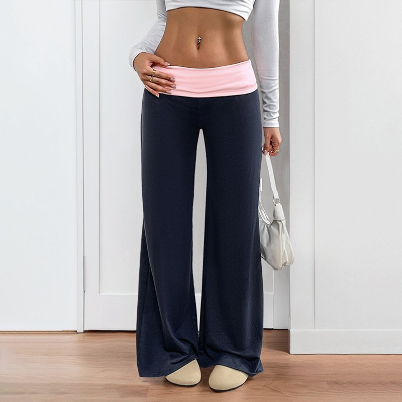 Women's Low Waist Color Matching Casual Sports Wide-leg Pants - Image 7