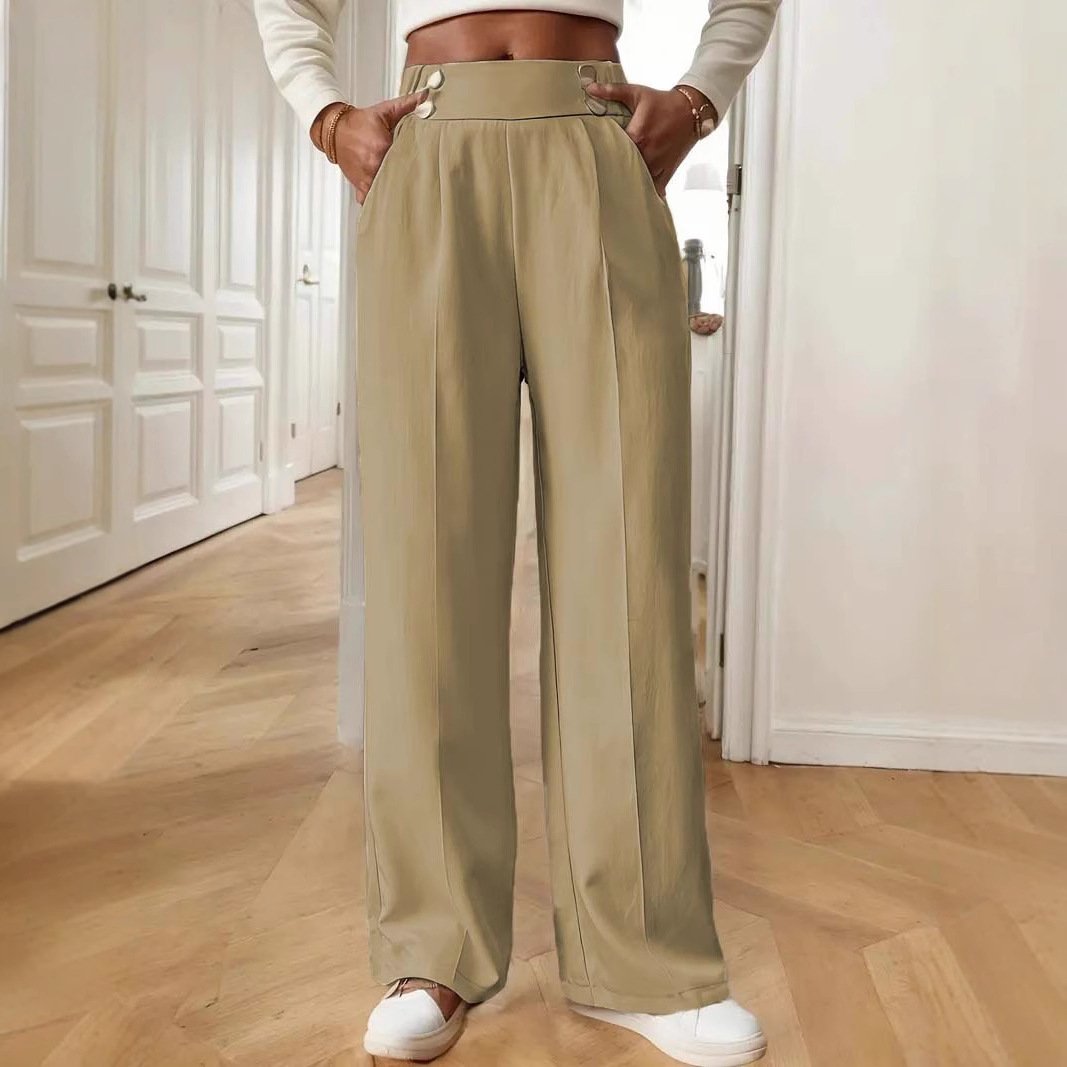 Straight-leg Pants Women's Special-interest Design Solid Color - Image 3